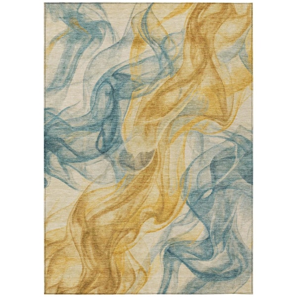 Chantille Machine Washable Indoor/Outdoor Abstract ACN2963 Gold 10 ft. x 14 ft. Area Rug