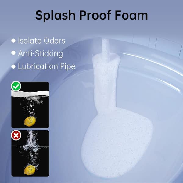 Smart Toilet Bidte with Foam Shield Splash Proof, Elongated Toilet in White,High Speed Dryer,Auto Open/Close Lid,1.28GPF