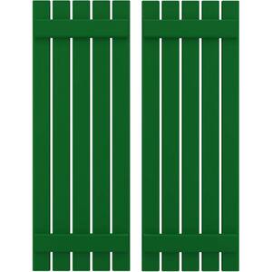 19-1/2 in. W x 39 in. H Americraft 5-Board Exterior Real Wood Spaced Board and Batten Shutters in Viridian Green