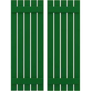 19-1/2 in. W x 64 in. H Americraft 5 Board Exterior Real Wood Spaced Board and Batten Shutters Viridian Green