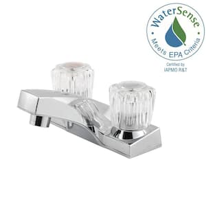 4 in. Centerset 2-Handle Bathroom Faucet with Acrylic Handles in Polished Chrome