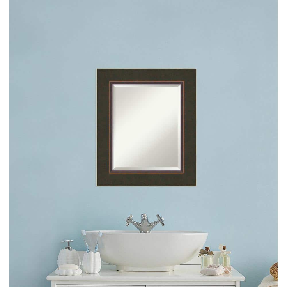 Milano Bronze 22.5 in. x 26.5 in. Beveled Rectangle Wood Framed Bathroom Wa