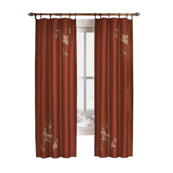 Curtainworks Semi-Opaque Cinnabar Asia Faux Silk Rod Pocket Curtain - 44 in. W x 95 in. L