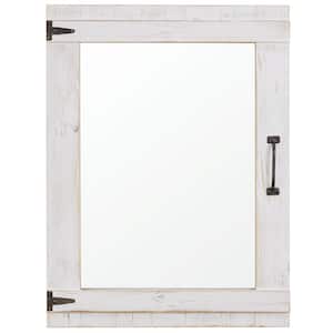 Medium Rectangle Rustic White Classic Mirror (32 in. H x 24 in. W)