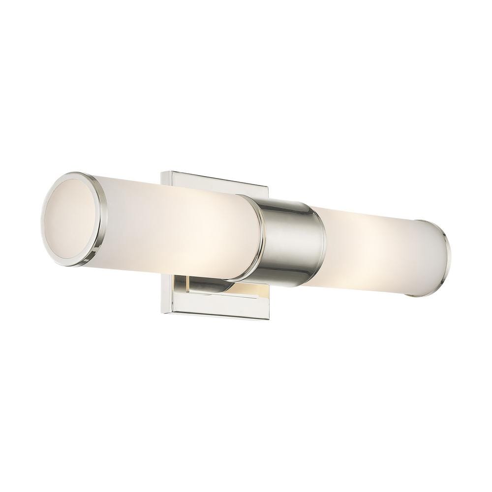 Polished Nickel 2-Light Vanity with Satin Opal Glass