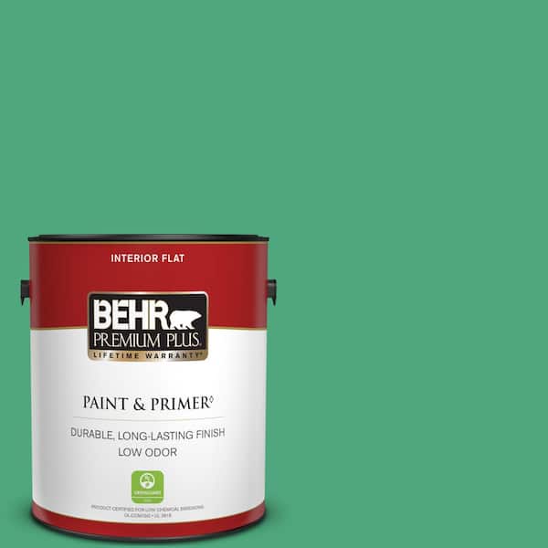 BEHR PREMIUM PLUS 1 gal. #P420-5 Shamrock Green Flat Low Odor Interior Paint & Primer