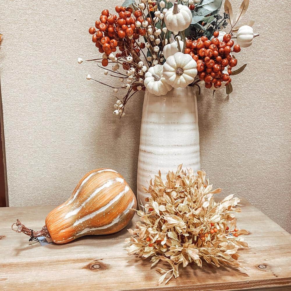 Elegant Rustic White Ceramic 13.5" Table Vase
