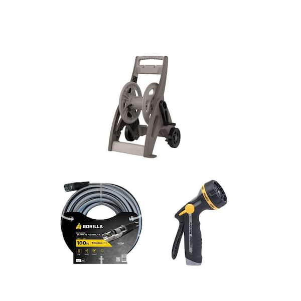 175 ft. Hose Reel Mobile Cart, ToughLite 5/8 in. x 100 ft. Hose, and 8-Pattern Adjustable Nozzle