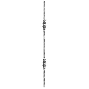 39-3/8 in. x 1/2 in. Wrought Iron Square Hammered Bar Dual Bushings Forged Raw Picket