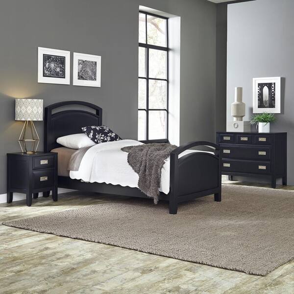 Home Styles Prescott 3-Piece Black Twin Bedroom Set