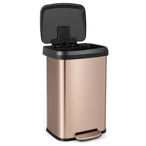 13.2 gal. Metal Household Trash Can Step Lid in Golden