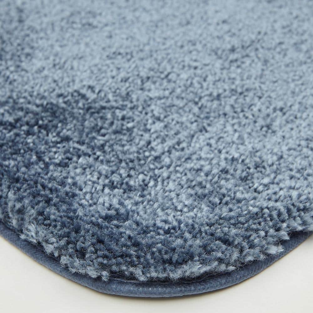 Slate Blue Plush Tufted Nylon Bath Rug Set