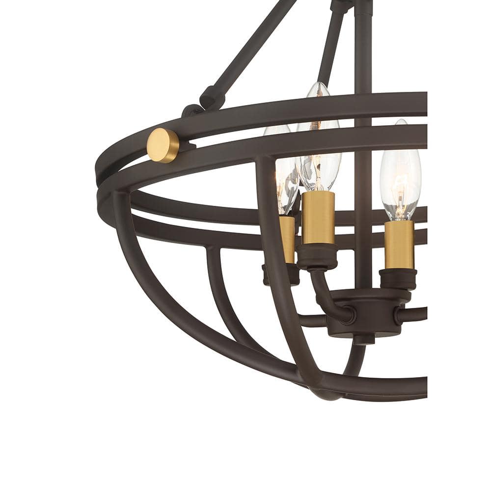 Sergeant 16" Aged Brass and Bronze Semi-Flush Mount Light