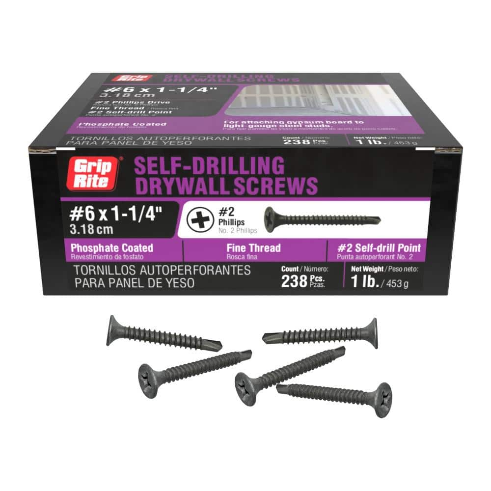 Grip Rite 6 X 1 14 In 2 Phillips Bugle Head Fine Thread Drywall Screws 1 Lb Box 114sddw1 8041