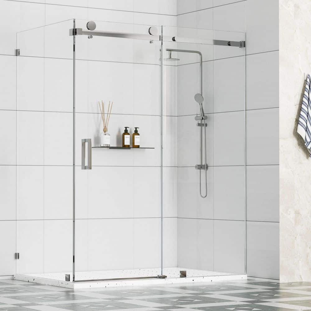 Resa 48 in. W x 36 in. D x 76 in. H Sliding Frameless Corner Shower Enclosure in Chrome with 3/8 in. Clear Glass price history on PriceWatchPro