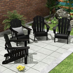 Laguna 4-Pack Fade Resistant Outdoor Patio HDPE Poly Plastic Classic Folding Adirondack Chairs in Black