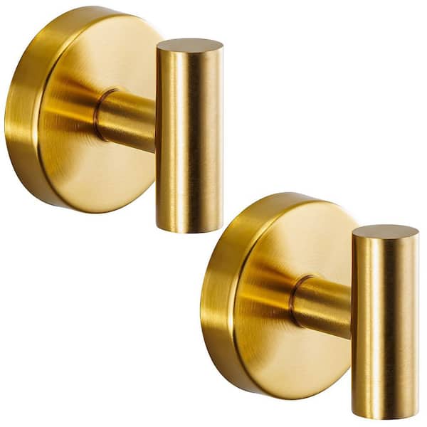 Brushed Gold 2-Pack Suction Cup Towel and Robe Hooks, No-Drill Mount, , 2.36 x 2.36 x 1.77 in for glass