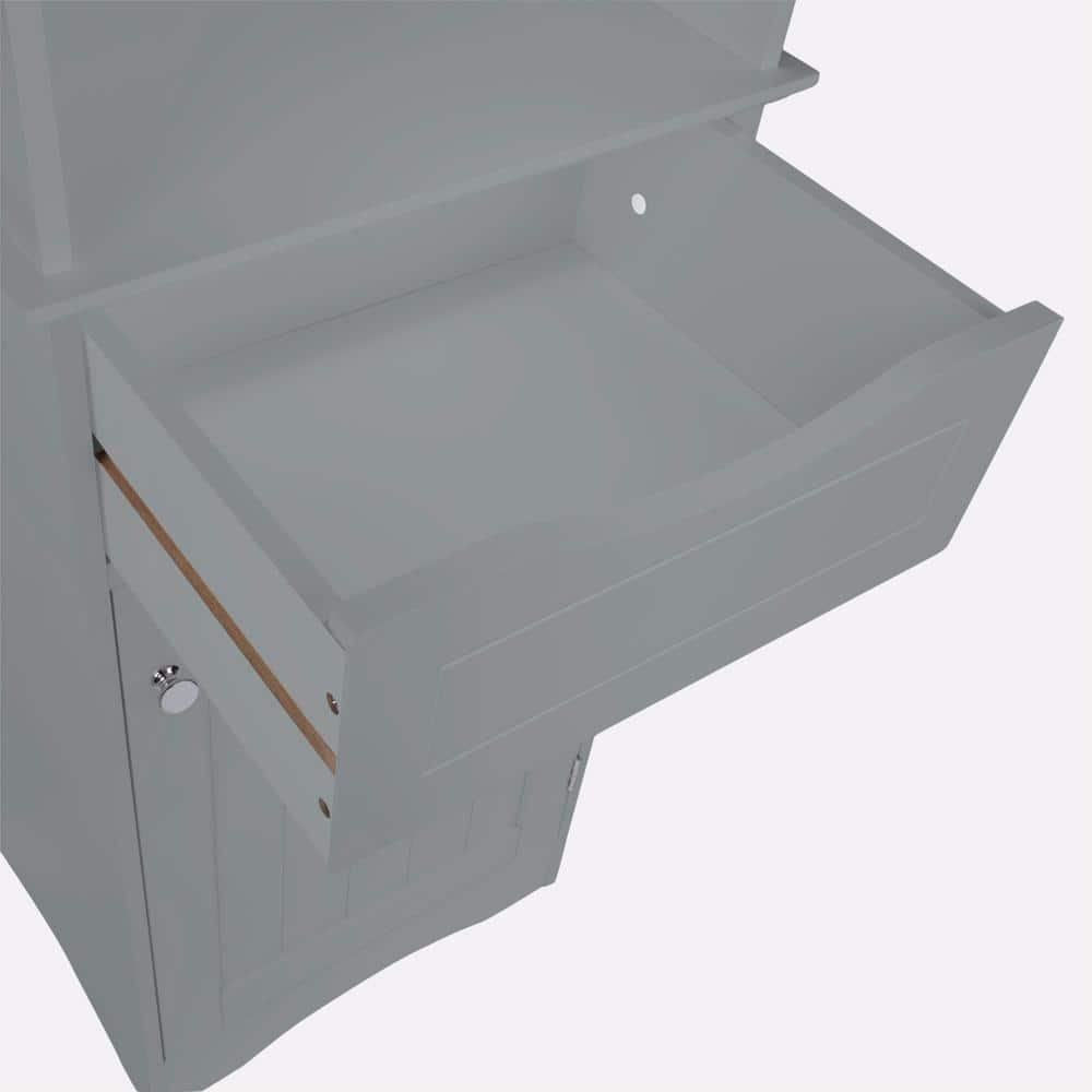 Gray Tall Bathroom Storage Cabinet with Adjustable Shelving