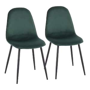 Pebble Green Velvet and Black Metal Dining Chair (Set of 2)