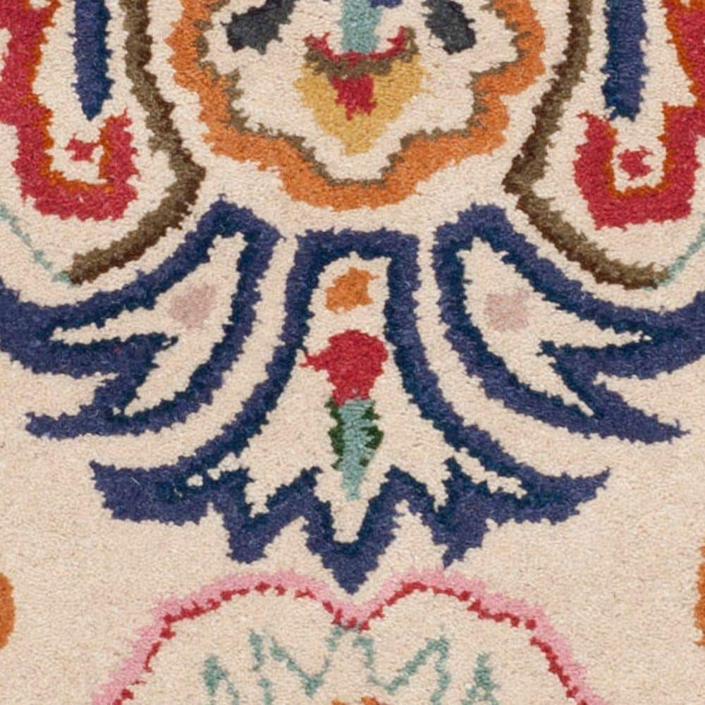 Ivory and Blue Hand-Tufted Wool 3' x 5' Area Rug