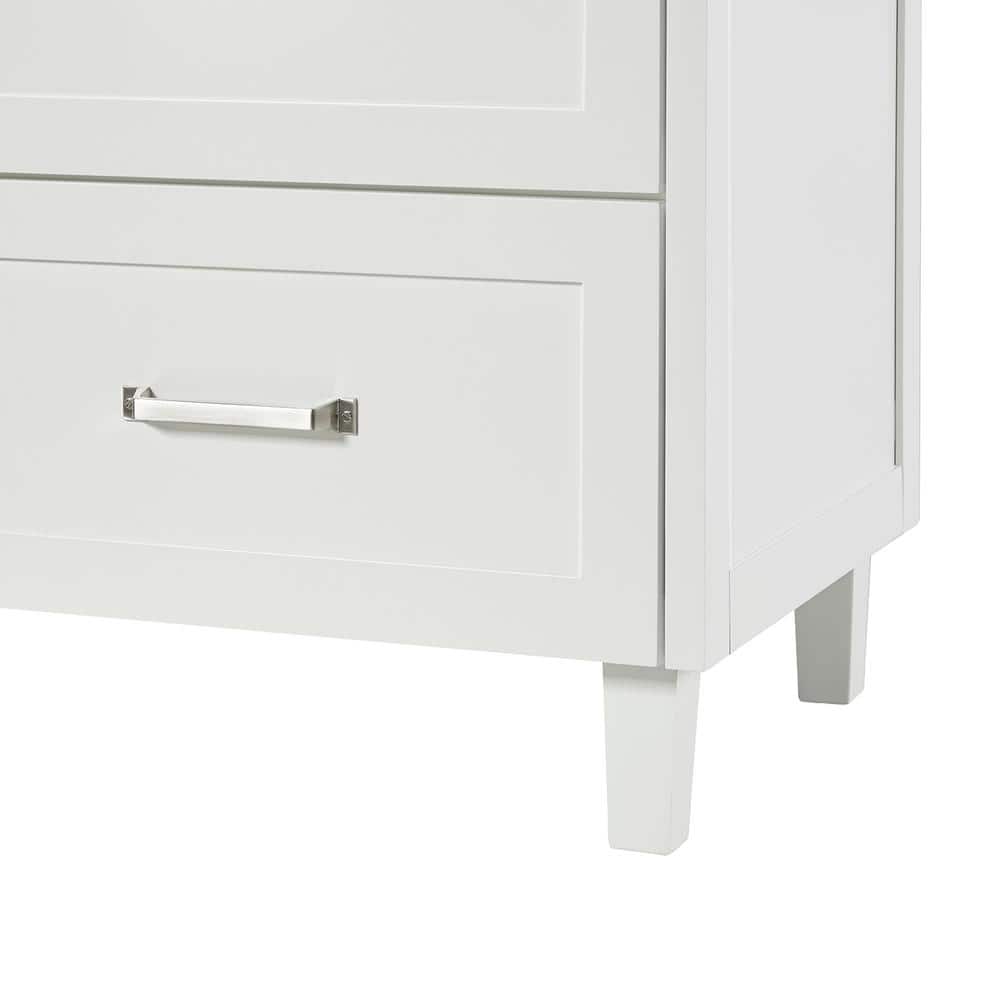 White Double Sink Freestanding Vanity with Carrara Marble Top