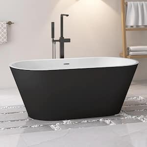 67 in. x 29.5 in. Acrylic Free Standing Soaking Tub Freestanding Alone Soaker Bathtub with Chrome Drain in Matte Black
