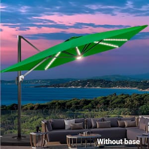 11.5 x 9 ft. Rectangular Aluminum Pole Cantilever LED Patio Umbrella Solution-Dyed Fabric, Kelly Green