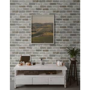 Neutral Washed Faux Brick Pre-Pasted Paper Wallpaper Roll 56 sq. ft.