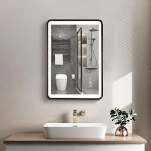 24 in. W x 32 in. H Medium Rectangular Black Framed LED Anti-Fog Dimmable Wall-Mounted Bathroom Vanity Mirror