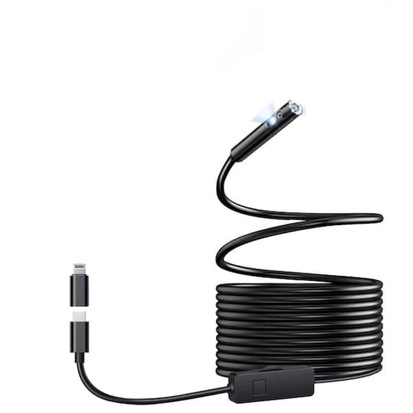 Waterproof 1920P HD Borescope 8-Plus 1-Adjustable LED Light 16.5' Semi-Rigid Snake Cord Endoscope Camera w/ Light Type C