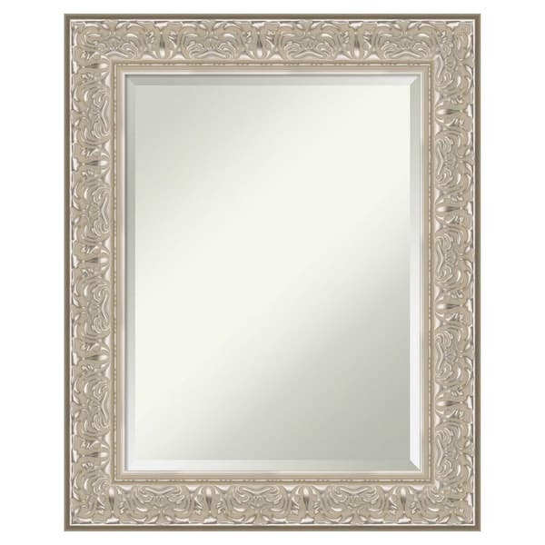 Luxe Silver Cream 24.75 in. x 30.75 in. Beveled Traditional Rectangle Framed Wall Mirror
