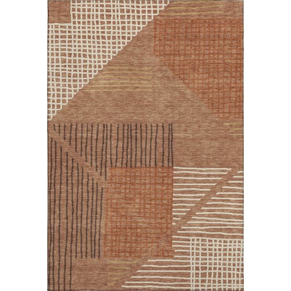 Mayfield Premium Machine Washable Abstract AMF2270 Paprika 10 ft. x 14 ft. Area Rug
