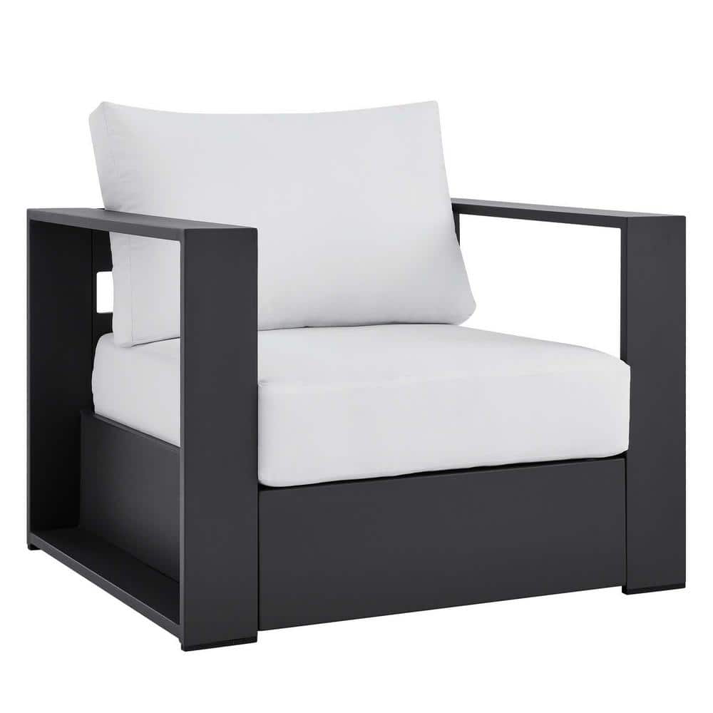Tahoe 32'' Gray and White Powder-Coated Aluminum Outdoor Armchair
