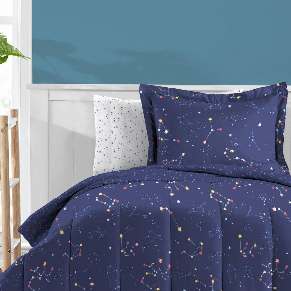 Full Blue Microfiber Boys' Reversible Bed in a Bag Set