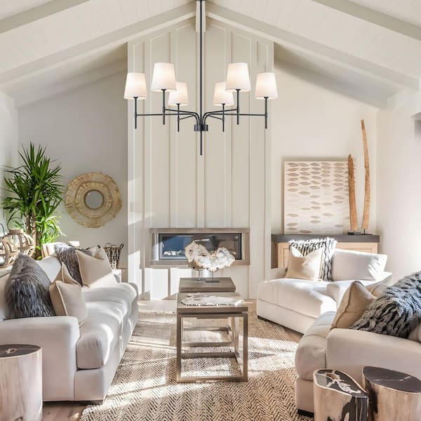 Briignite 25 in. 6-Light Black Farmhouse Chandelier Adjustable