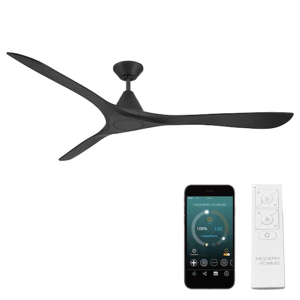 Carve 72 in. Smart Indoor/Outdoor Matte Black Standard Ceiling Fan and Remote