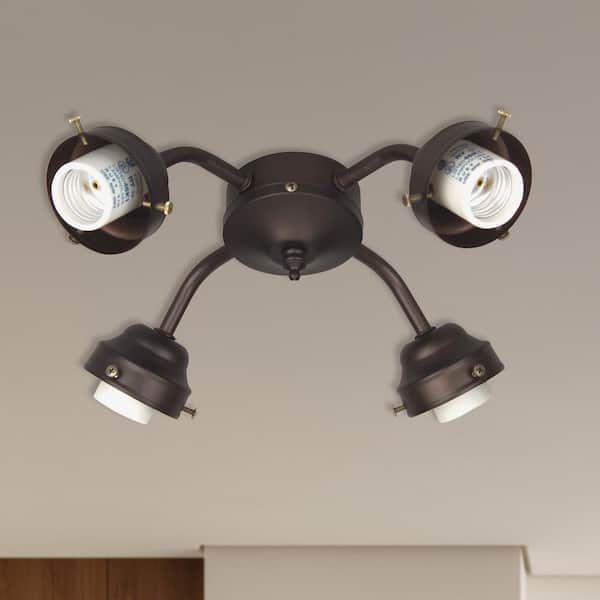 Unity 4-Light Indoor Oiled Bronze Finish 3000K Universal LED Ceiling Fan Light Kit