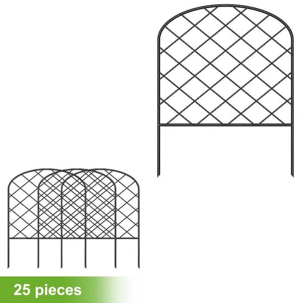 Oumilen 17 in. x 13 in., No-Dig Fence Border, No-Installation 1-Piece Garden Fence, Rustproof Metal, Diamond Shape (10-Pieces)