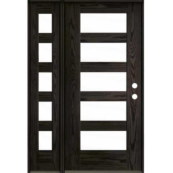 Krosswood Doors ASCEND Modern 50 in. x 80 in. 5-Lite Left-Hand/Inswing Clear Glass Baby Grand Stain Fiberglass Prehung Front Door LSL