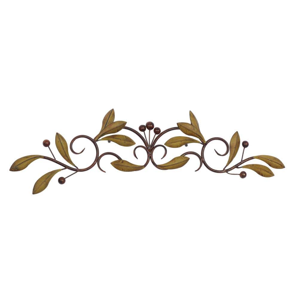 Green and Brown Metal Leaf Wall Mounted Figurine