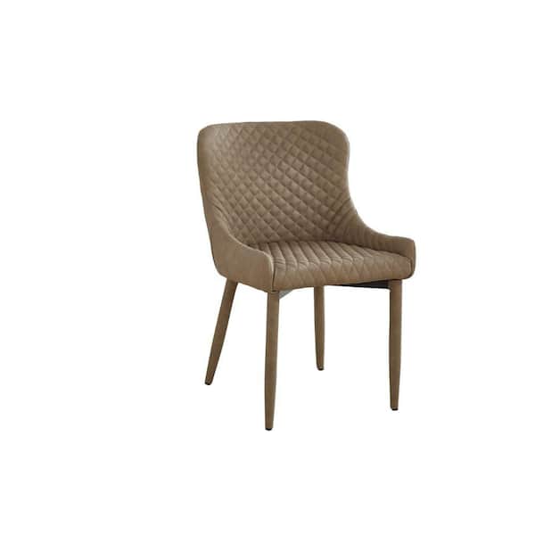 Benjara Beige Vegan Faux Leather Metal Legs Dining Chair (Set of 4)