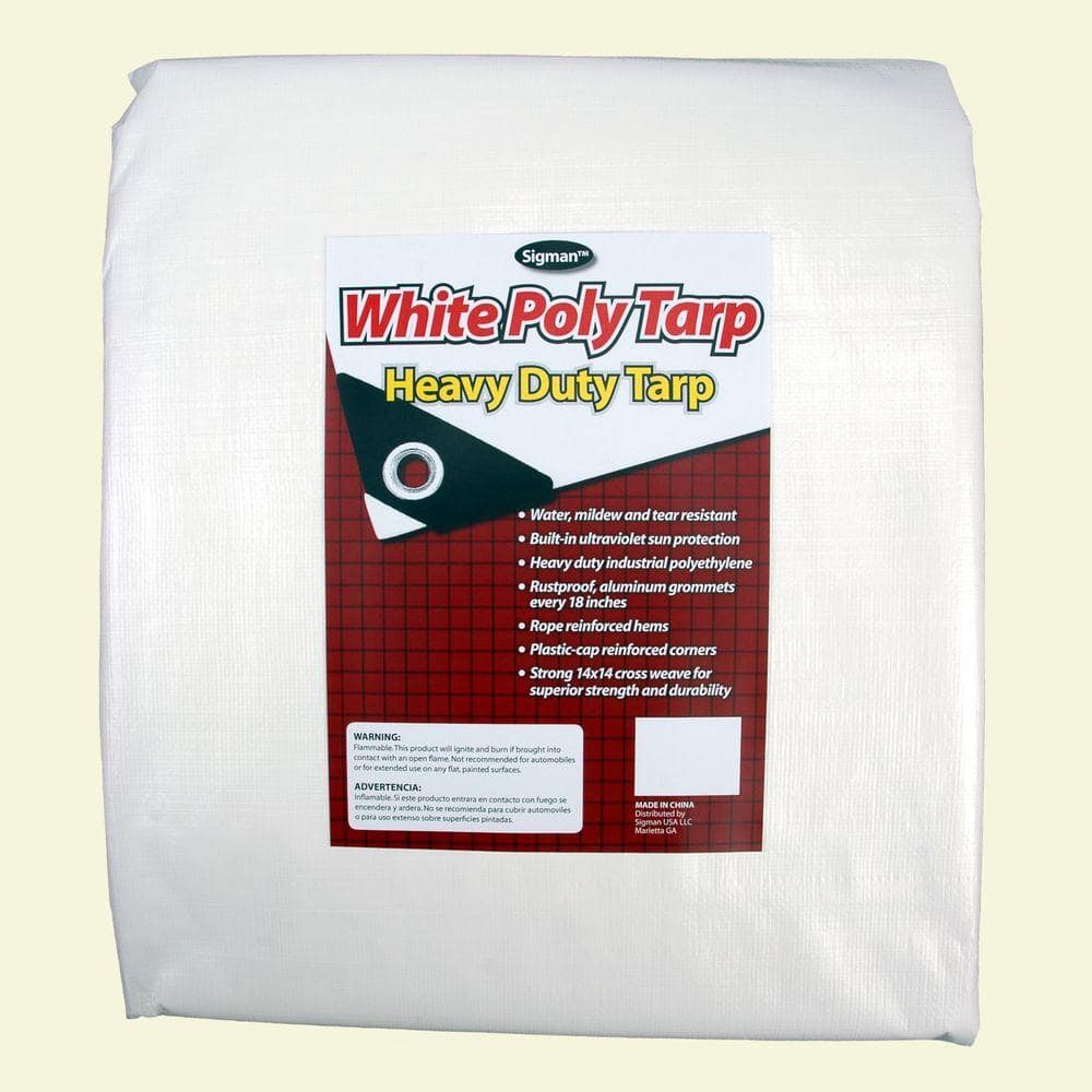 16' x 32' Vinyl Tarp 13 oz 15 Mil White Heavy Duty Waterproof PVC Cover Liner