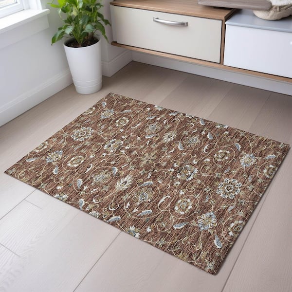 Mayfield Premium Machine Washable Abstract AMF1149 Paprika 2 ft. x 3 ft. Area Rug