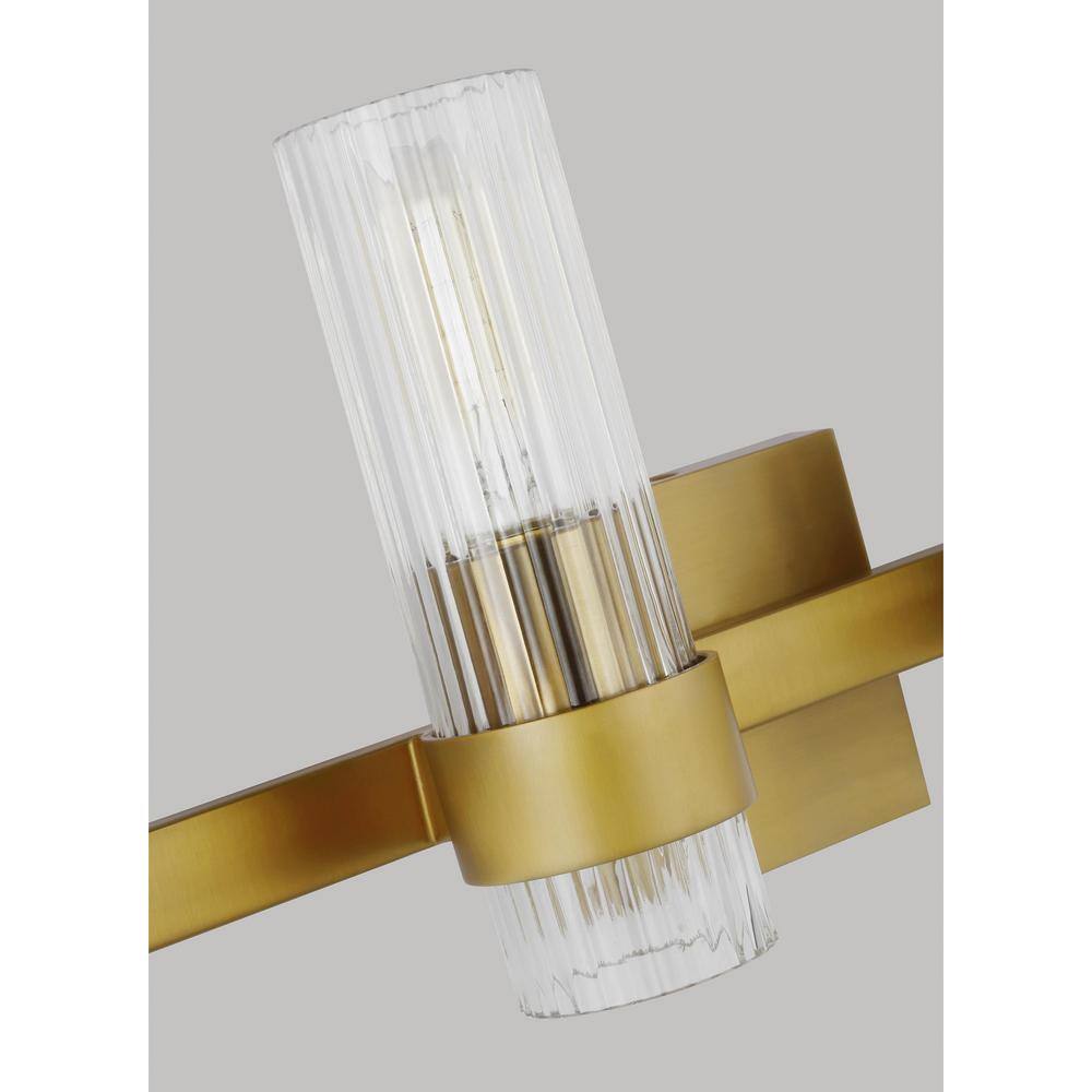 Burnished Brass and Clear Glass 4-Light Vanity Fixture