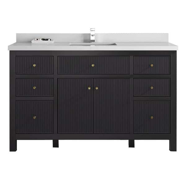 Willow Collections Sonoma 60 in. W x 22 in. D x 36 in. H Single Sink Bath Vanity in Black with 2 in. Carrara Quartz Vanity Top