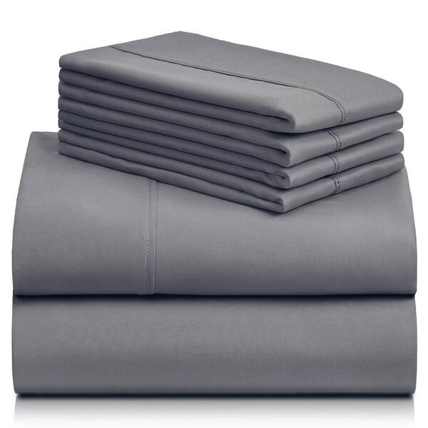 Angel Sar 6-Piece Light Gray Microfiber Breathable Luxury Silky Soft Queen Sheet Set with 18 in. Deep Pockets for Hotel Bedding