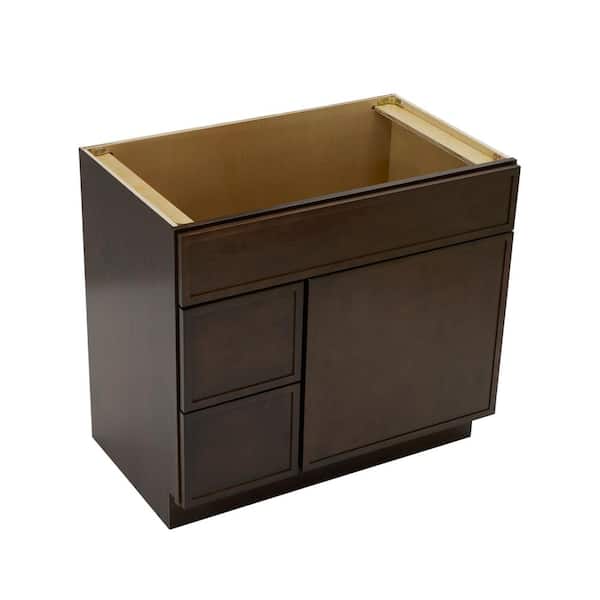 Vanity Art 36 in. W x 21 in. D x 32.5 in. H 2-Left Drawers Bath Vanity Cabinet Only in Brown