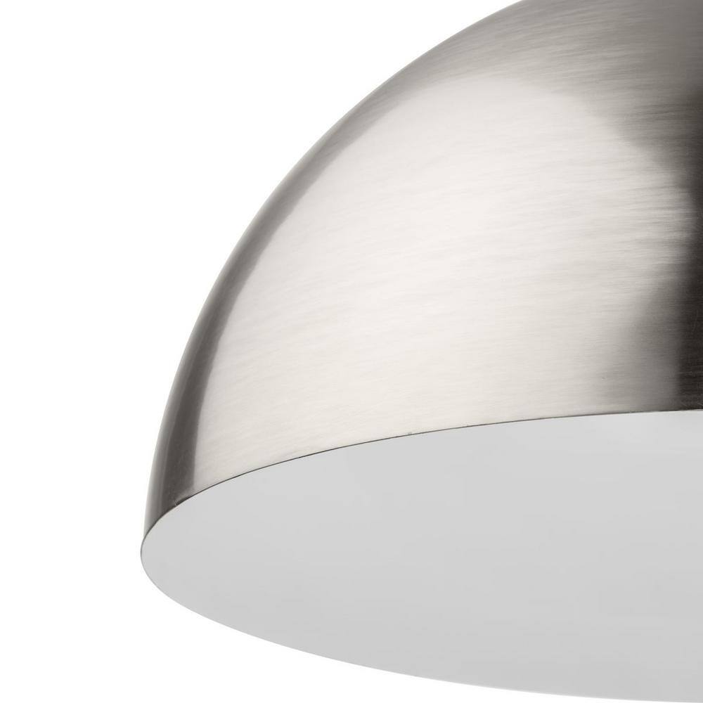 Elegant Brushed Nickel Pendant with White Dome Shade, 23.62"