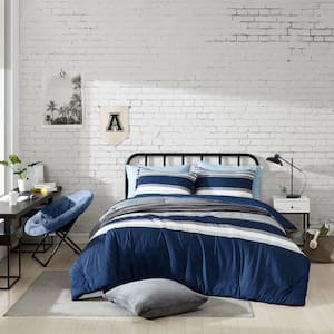 Nautica Bay Shore 3-Piece Navy Blue Striped Cotton King Comforter Set  USHSA51169278 - The Home Depot