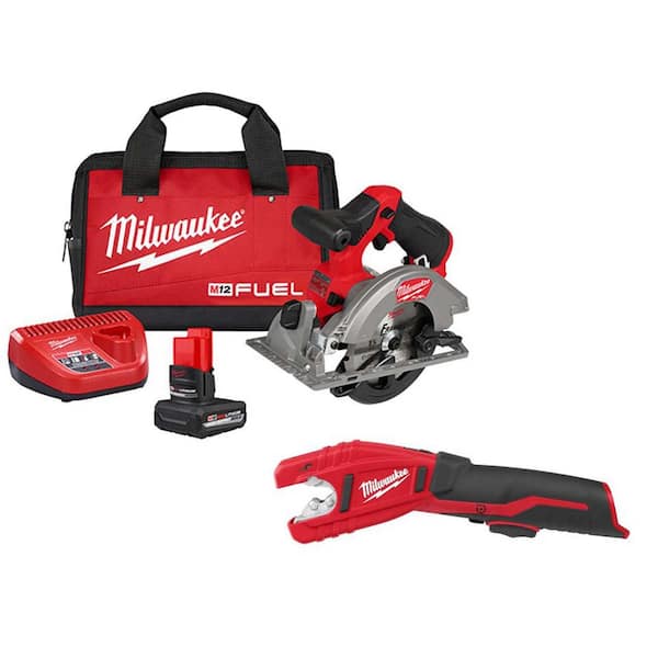 M12 FUEL 12V Lithium-Ion Brushless 5-3/8 in. Cordless Circular Saw Kit with Copper Tubing Cutter